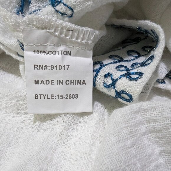 Solitaire by Ravi Khosla sleeveless blue white Summer bohemian embroidered Tunic - Picture 9 of 15